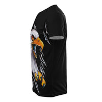 American Samoa T Shirt Eagle Scratch Style Black - Polynesian Pride