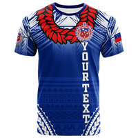 Custom Toa Samoa Rugby Ula Fala Art T Shirt LT12 Blue - Polynesian Pride