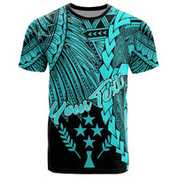 Kosrae Micronesia Custom T Shirt Tribal Wave Tattoo Neon Blue Unisex Neon Blue - Polynesian Pride