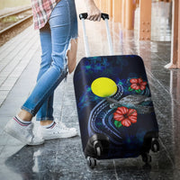 Palau Polynesian Luggage Cover - Blue Turtle Hibiscus - Polynesian Pride