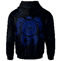 Tahiti Polynesian Zip up Hoodie Vintage Polynesian Turtle (Blue) - Polynesian Pride