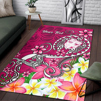 Fiji Custom Personalised Area Rug - Turtle Plumeria (Pink) - Polynesian Pride