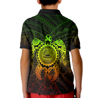 American Samoa Polynesian Custom Polo Shirt Vintage Polynesian Turtle (Reggae) - Polynesian Pride