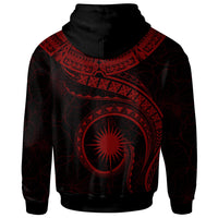 Marshall Islands Polynesian Custom Zip up Hoodie Marshall Islands Waves (Red) - Polynesian Pride