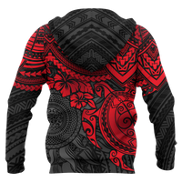 Polynesian Zip up Hoodie Polynesian Red Turtle - Polynesian Pride