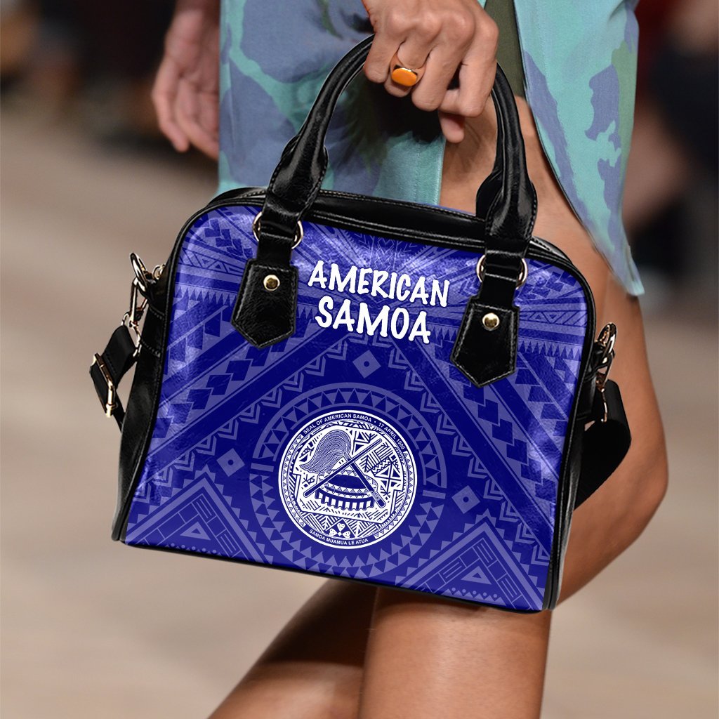 American Samoa Shoulder Handbag - Seal In Polynesian Tattoo Style ( Blue) One Size Blue - Polynesian Pride