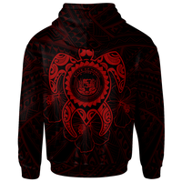Hawaii Polynesian Custom Zip up Hoodie Vintage Polynesian Turtle (Red) - Polynesian Pride