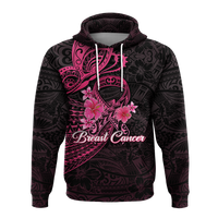 Breast Cancer Pink Ribbon Butterfly Polynesian Black Version Hoodie LT12 - Polynesian Pride