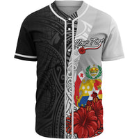 Tonga Polynesian Custom Personalised Baseball Shirt - Coat Of Arm With Hibiscus White Unisex White - Polynesian Pride