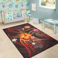 Marshall Islands Polynesian Personalised Area Rug - Legend of Marshall Islands (Red) - Polynesian Pride