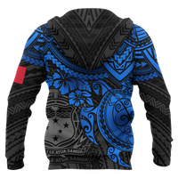 Samoa Polynesian Hoodie Blue Turtle - Polynesian Pride