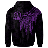 Vanuatu Custom Zip up Hoodie Polynesian Wings (Purple) - Polynesian Pride