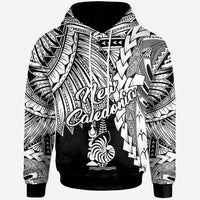 New Caledonia Polynesian Hoodie Tribal Wave Tattoo White Unisex White - Polynesian Pride