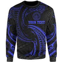 Palau Polynesian Custom Personalised Sweater - Blue Tribal Wave Unisex Blue - Polynesian Pride