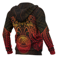 American Samoa Polynesian Zip up Hoodie Red Turtle Manta Ray - Polynesian Pride