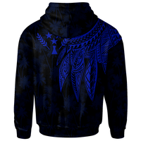 Kosrae Zip up Hoodie Polynesian Wings (Blue) - Polynesian Pride