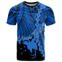 Papua New Guinea Polynesian T Shirt Tribal Wave Tattoo Blue Unisex Blue - Polynesian Pride