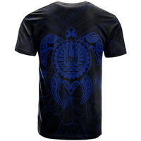 Tahiti Polynesian Custom T Shirt Vintage Polynesian Turtle (Blue) - Polynesian Pride