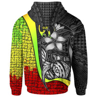 Guam Polynesian Zip up Hoodie Reggae Turtle with Hook - Polynesian Pride