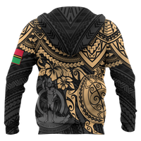 Vanuatu Polynesian Zip up Hoodie Gold Turtle - Polynesian Pride