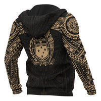 Samoa Polynesian Hoodie Gold Heart Shield - Polynesian Pride