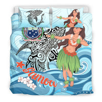 Samoa Bedding Set - Polynesian Girls With Shark - Polynesian Pride