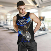 American Samoa Polynesian Men's Tank Top - Eagle With Flame Blue - Polynesian Pride