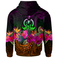 Vanuatu Custom Zip up Hoodie Summer Hibiscus - Polynesian Pride