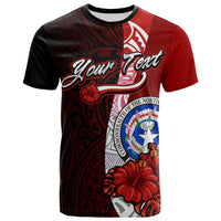 Northern Mariana Islands Polynesian Custom T Shirt Coat Of Arm With Hibiscus Unisex Red - Polynesian Pride