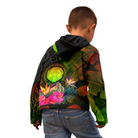 Northern Mariana Islands Polynesian Hoodie Hibiscus and Banana Leaves - Polynesian Pride