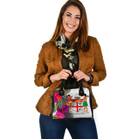 Fiji Polynesian Shoulder Handbag - Hibiscus White Pattern - Polynesian Pride