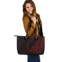 Samoa Leather Tote - Custom Personalised Polynesian Pattern Style Red Color - Polynesian Pride