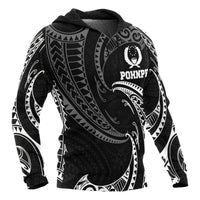 Pohnpei Micronesia Hoodie White Tribal Wave - Polynesian Pride