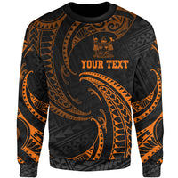 Fiji Polynesian Custom Personalised Sweater - Orange Tribal Wave Unisex Orange - Polynesian Pride