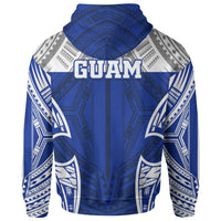 Guam Polynesian Zip up Hoodie Pattern With Seal Blue Version - Polynesian Pride