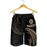 Tahiti Polynesian Men's Short - Gold Tribal Wave - Polynesian Pride