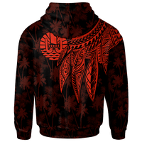 Tahiti Zip up Hoodie Polynesian Wings (Red) - Polynesian Pride