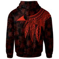 Tokelau Polynesian Custom Zip up Hoodie Polynesian Wings (Red) - Polynesian Pride
