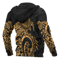 American Samoa Polynesian Zip up Hoodie Polynesian Turtle (Golden) - Polynesian Pride