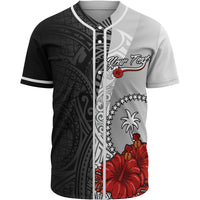 Chuuk Polynesian Custom Personalised Baseball Shirt - Coat Of Arm With Hibiscus White Unisex White - Polynesian Pride