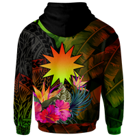 Nauru Polynesian Hoodie Hibiscus and Banana Leaves - Polynesian Pride