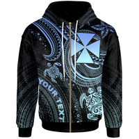 Wallis and Futuna Custom Zip up Hoodie Blue Turtle Unisex Blue - Polynesian Pride