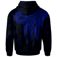 American Samoa Custom Zip up Hoodie Polynesian Wings (Blue) - Polynesian Pride