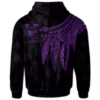 Fiji Custom Zip up Hoodie Polynesian Wings (Purple) - Polynesian Pride