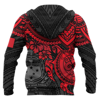Samoa Polynesian Hoodie (Zip up) Red Turtle - Polynesian Pride