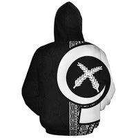 Vanuatu Polynesian Custom Zip up Hoodie Black Line - Polynesian Pride