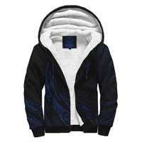 Kanaka Sherpa Hoodie - Frida Style - Blue Black - Polynesian Pride