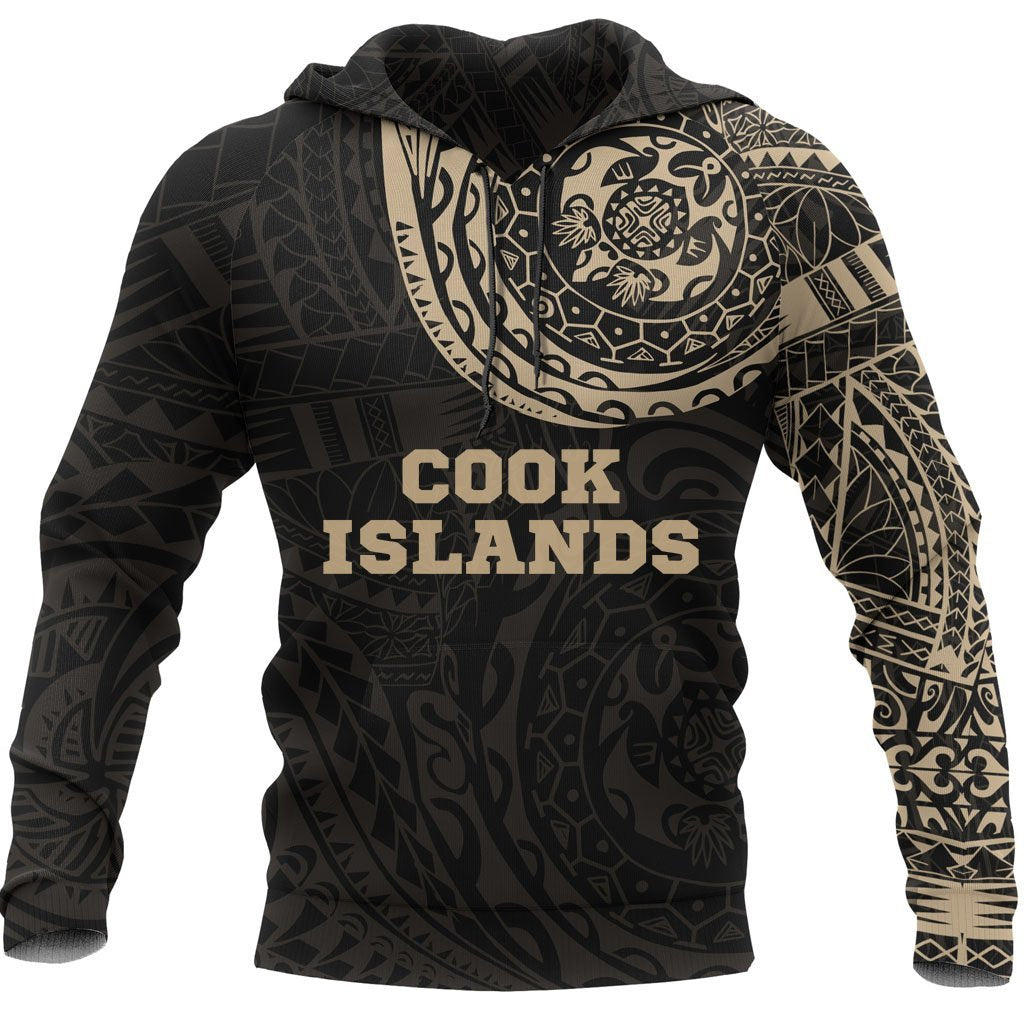 Cook Islands Hoodie Cook Islands Polynesian Tattoo Style Unisex Black & Gold - Polynesian Pride