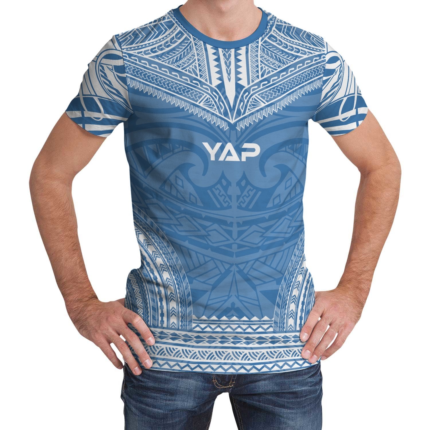 Yap T Shirt Yap Polynesian Chief BLue Version Unisex Blue - Polynesian Pride