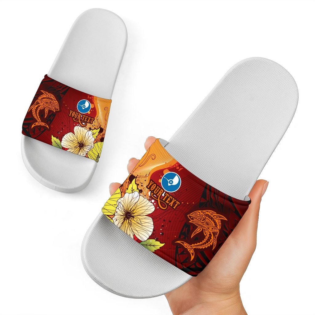 Yap Custom Personalised Slide Sandals - Tribal Tuna Fish White - Polynesian Pride